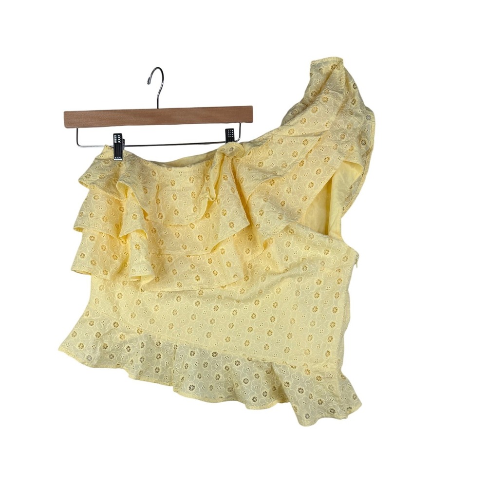 New NY&C Eyelet Detail One Shoulder Blouse size XXL Butter Yellow